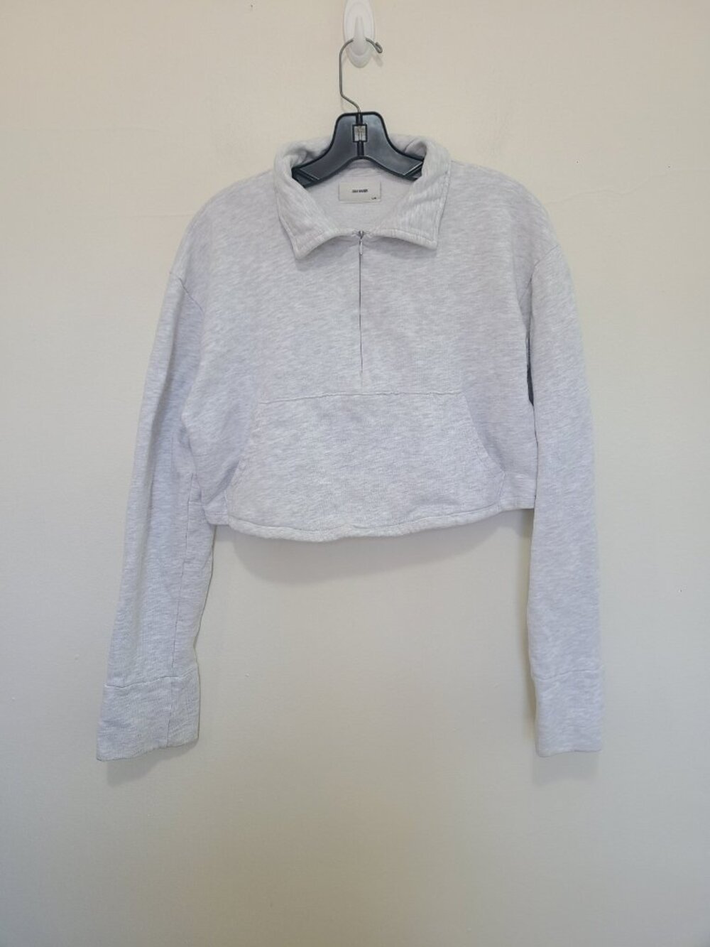 JOAH BROWN Aspen Half Zip Cropped Sweatshirt Gray size S/M